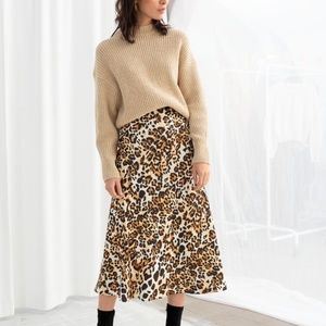 & Other Stories Jaguar Print Midi Skirt. Size 4